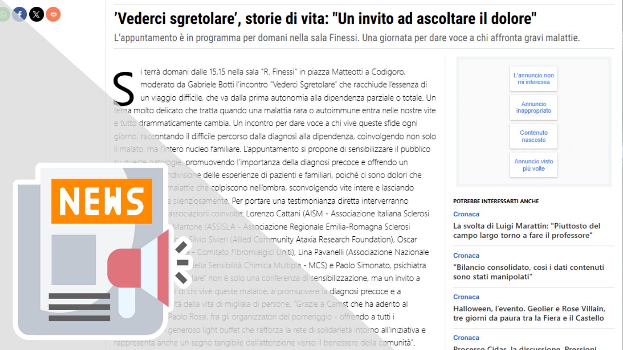 ’Vederci sgretolare’, storie di vita: "Un invito ad ascoltare il dolore"