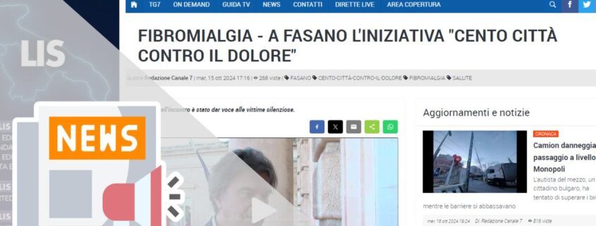 Fibromialgia - A Fasano l'iniziativa "Cento città contro il dolore"