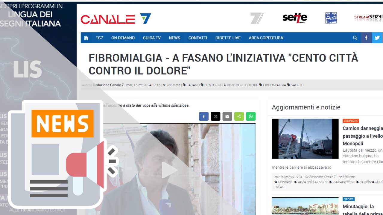 Fibromialgia - A Fasano l'iniziativa "Cento città contro il dolore"