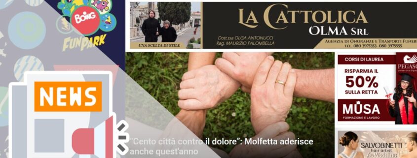 “CENTO CITTÀ CONTRO IL DOLORE”: MOLFETTA ADERISCE ANCHE QUEST'ANNO