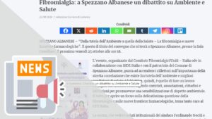 FIBROMIALGIA: A SPEZZANO ALBANESE UN DIBATTITO SU AMBIENTE E SALUTE
