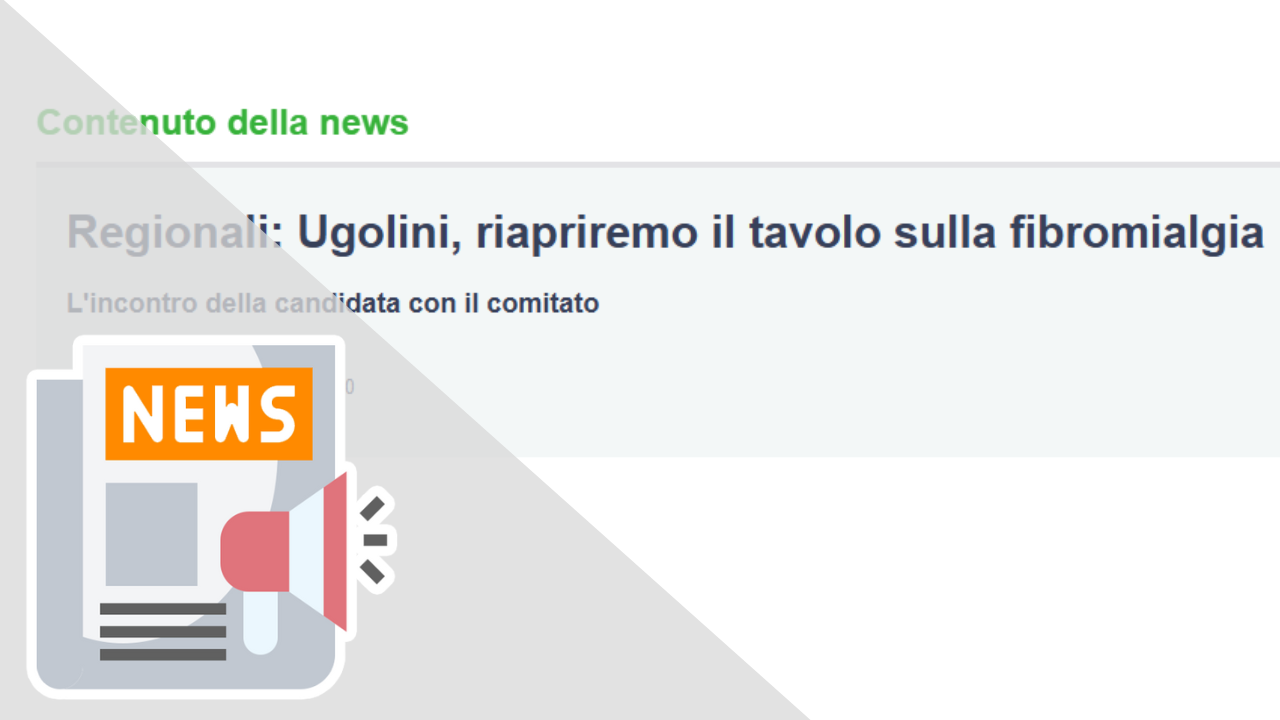 REGIONALI: UGOLINI, RIAPRIREMO IL TAVOLO SULLA FIBROMIALGIA