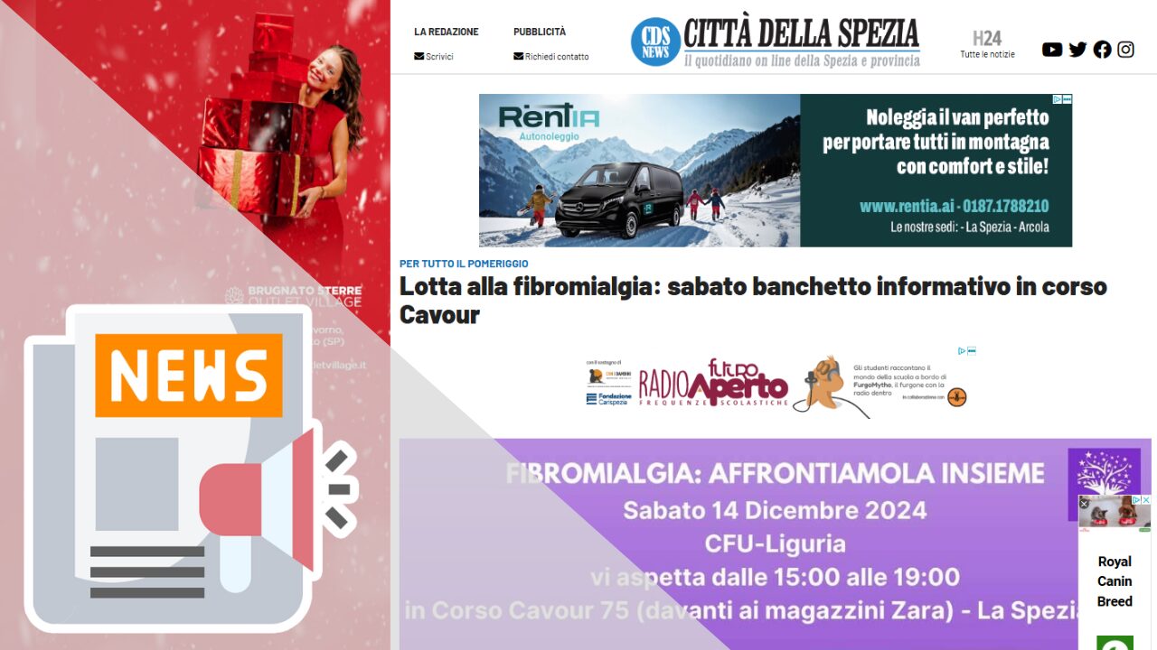 LOTTA ALLA FIBROMIALGIA: SABATO BANCHETTO INFORMATIVO IN CORSO CAVOUR