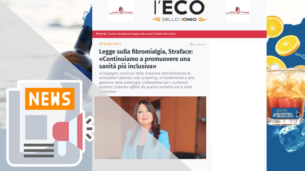 LEGGE SULLA FIBROMIALGIA, STRAFACE: «CONTINUIAMO A PROMUOVERE UNA SANITÀ PIÙ INCLUSIVA»
