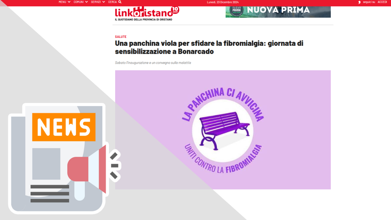 UNA PANCHINA VIOLA PER SFIDARE LA FIBROMIALGIA: GIORNATA DI SENSIBILIZZAZIONE A BONARCADO