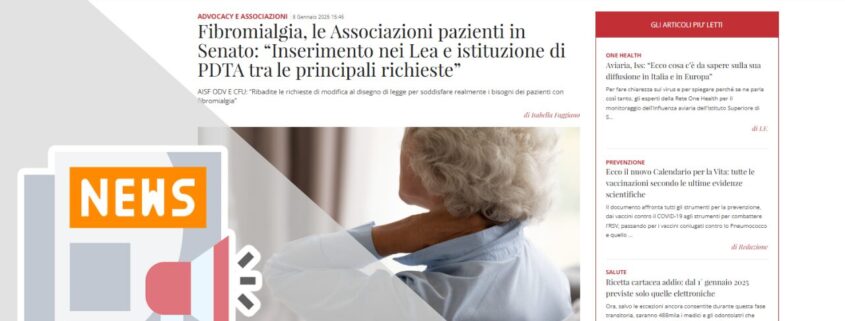 FIBROMIALGIA, LE ASSOCIAZIONI PAZIENTI IN SENATO: “INSERIMENTO NEI LEA E ISTITUZIONE DI PDTA TRA LE PRINCIPALI RICHIESTE”