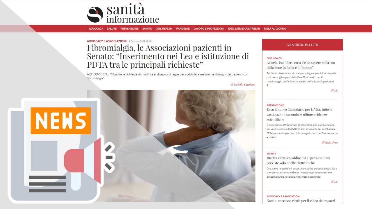 FIBROMIALGIA, LE ASSOCIAZIONI PAZIENTI IN SENATO: “INSERIMENTO NEI LEA E ISTITUZIONE DI PDTA TRA LE PRINCIPALI RICHIESTE”