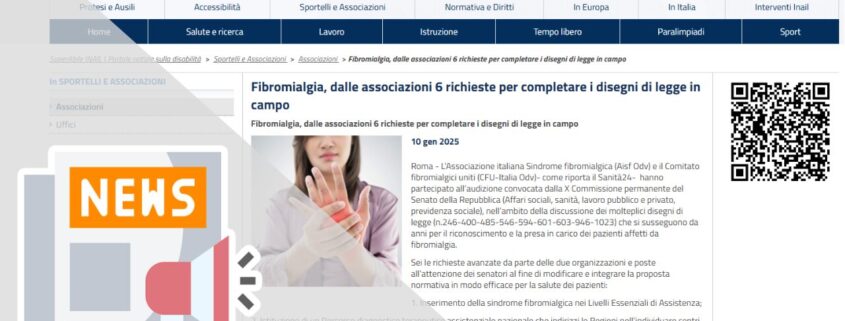 FIBROMIALGIA, DALLE ASSOCIAZIONI 6 RICHIESTE PER COMPLETARE I DISEGNI DI LEGGE IN CAMPO