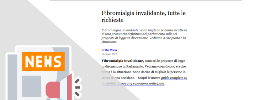 FIBROMIALGIA INVALIDANTE, TUTTE LE RICHIESTE