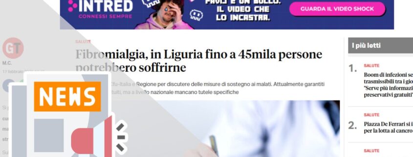 FIBROMIALGIA, IN LIGURIA FINO A 45MILA PERSONE POTREBBERO SOFFRIRNE