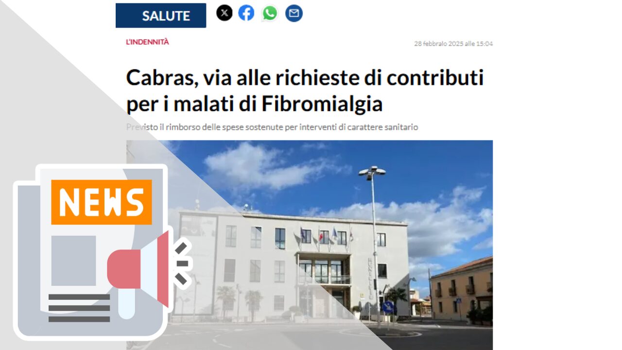 CABRAS, VIA ALLE RICHIESTE DI CONTRIBUTI PER I MALATI DI FIBROMIALGIA