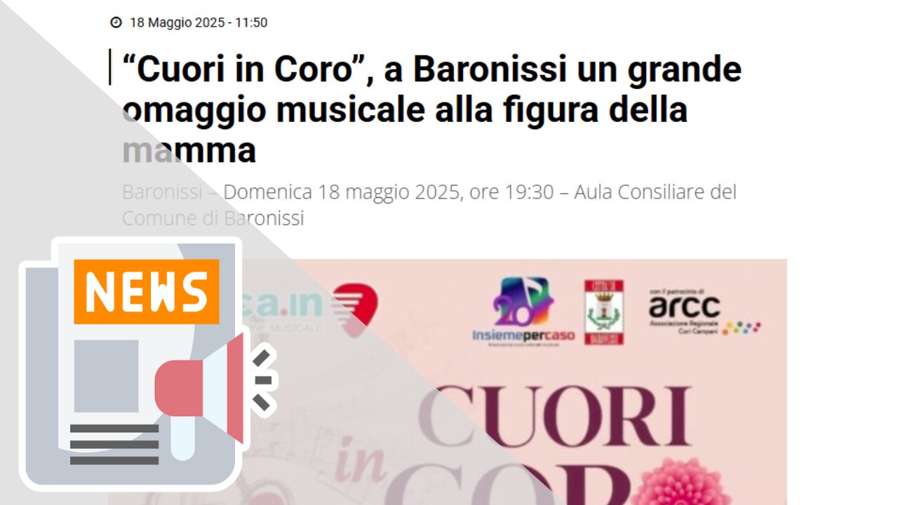 “CUORI IN CORO”, A BARONISSI UN GRANDE OMAGGIO MUSICALE ALLA FIGURA DELLA MAMMA