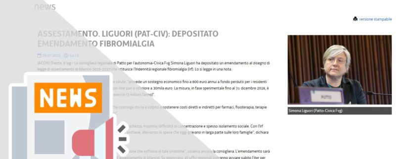 ASSESTAMENTO. LIGUORI (PAT-CIV): DEPOSITATO EMENDAMENTO FIBROMIALGIA