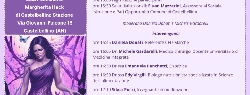 Sabato 26 Settembre (pomeriggio) a Castelbellino (AN) si terrà un incontro dedicato al tema "Fibromialgia e dolore al bacino" per approfondire le strategie di prevenzione e cura.